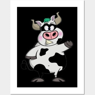 Funny Cartoon Milk cow Posters and Art